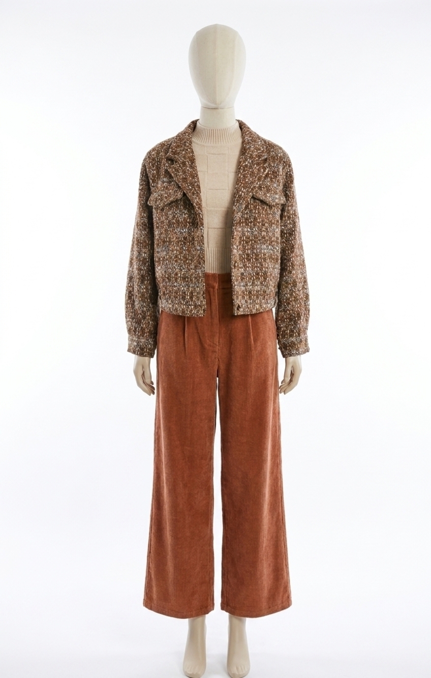 NEW SADIE & SAGE celeste crop jacket in brown multi